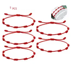 Kit 5 Pulseiras 7 Nós Kabbalah Ajustável