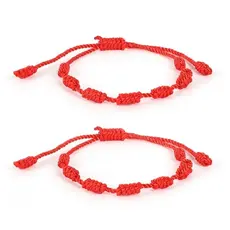 Kit 6 Pulseiras Vermelha 7 nós de Proteção Kabbalah/ Cabala - Adulto Ajustável