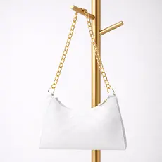 Bolsa de Ombro Feminina Estilo Branca, Alça de Corrente Dourada Moderna Leve para Looks Casuais