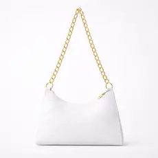 Bolsa Feminina Branca com Alça de Corrente Dourada Design Moderno Elegante e Ideal para o Dia a Dia
