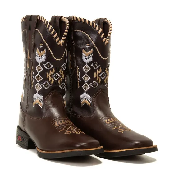 Bota Country Feminina Couro Legítimo Mustang Cano Médio Texana Original Conforto e Estilo
