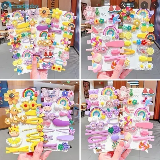 ANA1108 KIT 16 pcs de prendedor Infantil elastico+bico de pato desenho de Silicone-modelo aleatório
