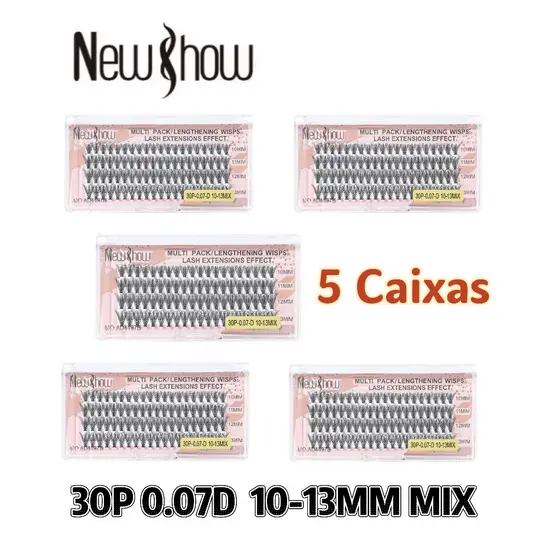 New Show 5Caixas/400 Unidades Números mistos Cílios Postiços 6D MINK 20P/30P/40P 10-13MIX-Tufos sem Nó