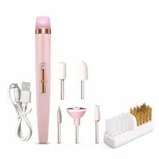 Conjunto de lima de unhas elétrica + escova de limpeza profissional, adequado para manicures e pedicures