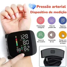Monitor de Pressão Arterial de Pulso Recarregável Medidor Digital com Tela Grande