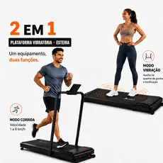 4.0HP Esteira 2in1 (Vibratória + Corrida) Portátil Dobrável com Controle Remoto - Capacidade 150 kg
