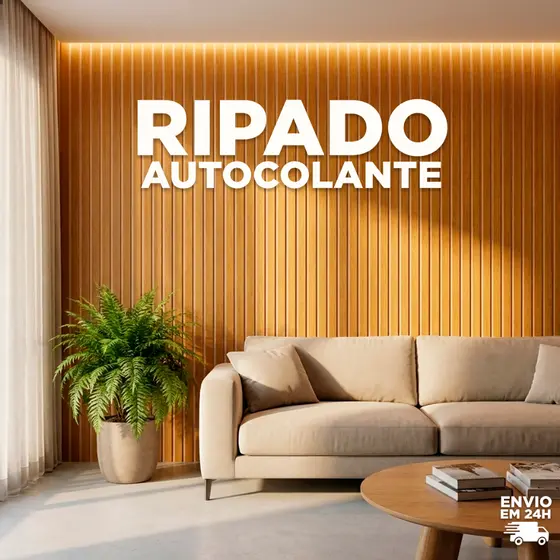 Painel Ripado Autocolante MDF 45x11cm – Decore sem Obra – Ideal para Apartamento | Kit com Placas