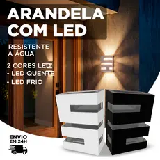 Luminária Arandelas de Parede com LED Bivolt -  Iluminação Interna e Externa