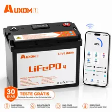 AUXOM Bateria LiFePO4 12V 100Ah 1280Wh | Controle APP Bluetooth | BMS 100A