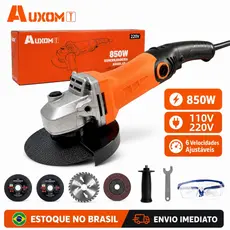 AUXOM Esmerilhadeira Angular 850W 220V 115mm 6 Velocidades Com Acessórios Para Corte Desbaste