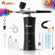 AUXOM Kit Aerógrafo Compressor Sem Fio Portátil Bivolt Multiuso Para Unhas Barber e Decoração