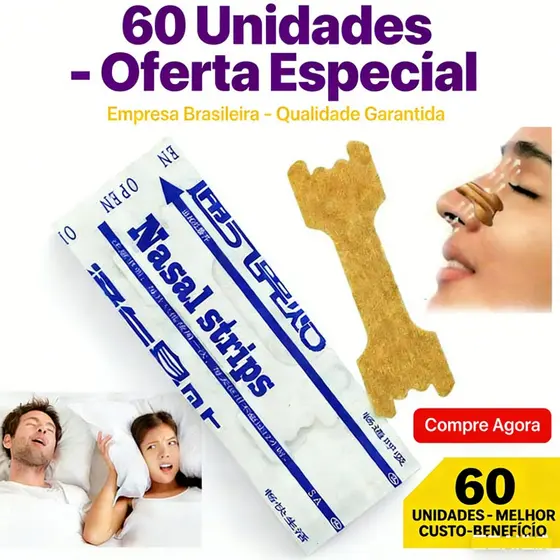 Dilatador Nasal Anti Ronco Tira Nasal Adesivo Nasal Strips Kit 10/30/60 Unidades
