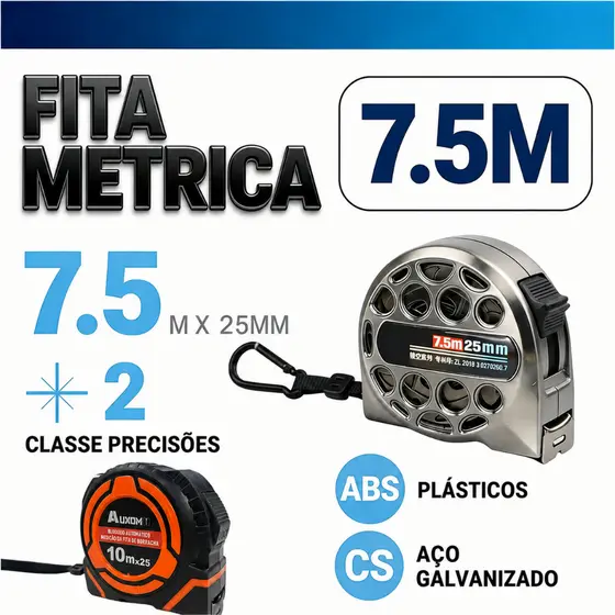 Trena Profissional 5/7.5/10 Metros Aço Inoxidável Precisão Obras