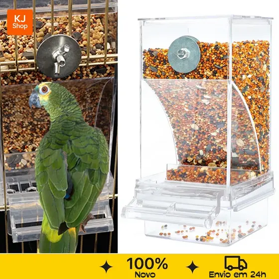 Comedouro Automático Para Pássaros Acrílico Anti Sujeira Gaiola Calopsita Canário Periquito