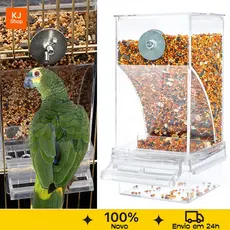 Comedouro Automático Para Pássaros Acrílico Anti Sujeira Gaiola Calopsita Canário Periquito