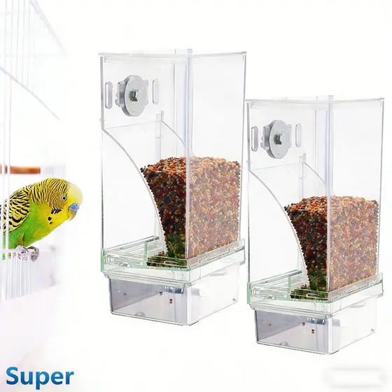 Comedouro Alimentador Automático Pássaros Acrílico Anti-Sujeira Para Calopsita Canário Gaiola