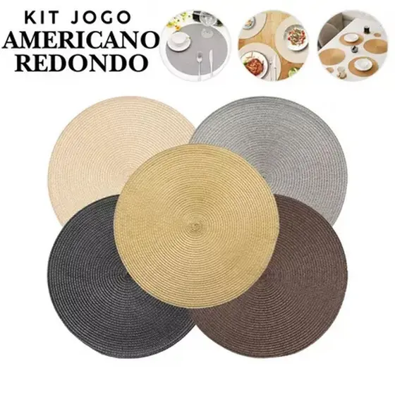Kit 6/10 Peças Jogo Americano Individuais De Mesa em PVC Redondo Oco Ocidental