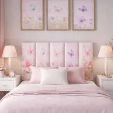 Cabeceira de Cama Estofada Modular Menina + Fita Dupla Face Auto Colante - Sem Furos - Envio Full