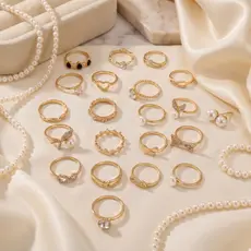 kit 12 anéis feminino banhado a ouro 18k top aleatorios