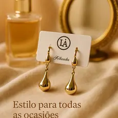 Brinco Gota Feminino Banhado a Ouro 18K Luxo Europeu Elegante Não Desbota Premium