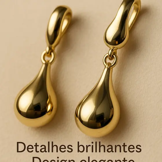 Brinco Gota Ouro 18K Luxo Europeu Design Sofisticado Elegante Feminino Premium