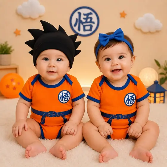 Body Infantil Bebe GOKU  + Touca Mesversario Fantasia Infantil Promoção