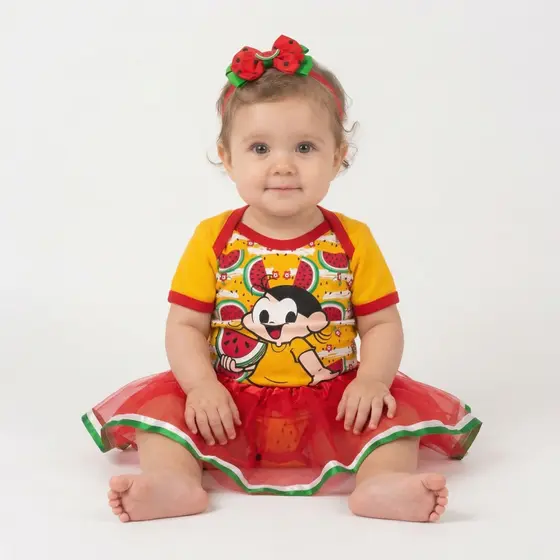 Body Infantil Bebê Menina Magali Turma da Mônica Laço e Saia Envio Rápido Promoção