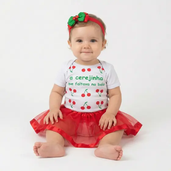Body Infantil Bebê Menina Cerejinha CEREJA Recém Nascido Enxoval Conjunto Envio Rápido Promoção