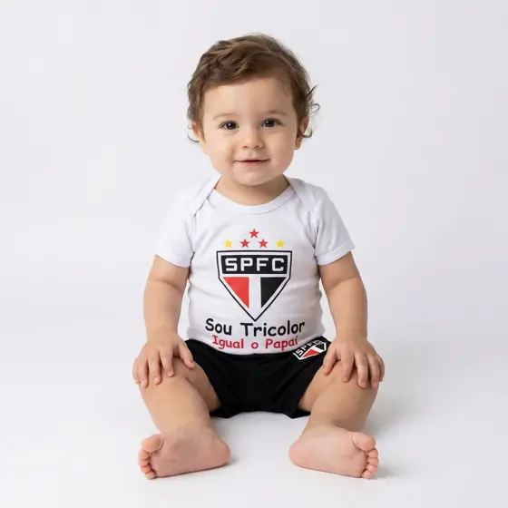 Body Infantil Menino São Paulo Tricolor Roupa de Bebê RN Mesversario Promoção
