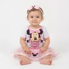 Body Infantil Menina Bebê Minnie Rosa Mesversario  Promoção