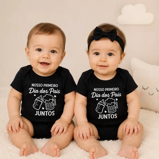 Body Bebê Infantil Menino Menina Temático Dia dos Pais Nosso Primeiro dia dos Pais Confortável Promoção Envio Rápido