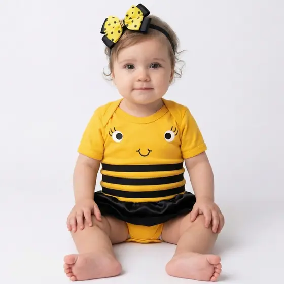 Body Bebê Conjunto Recém Nascido   Mesversario abelhinha Temático Envio Rápido Barato Promoção