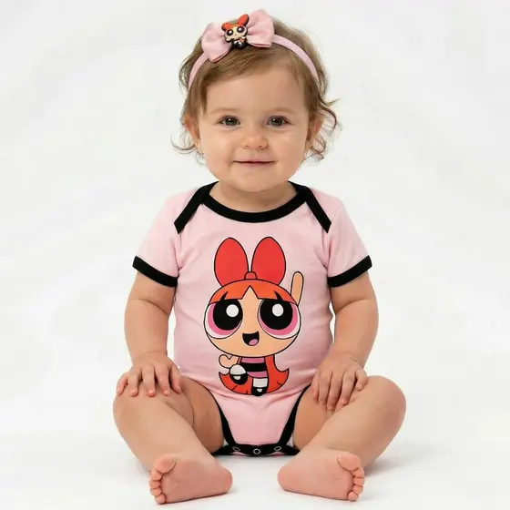 Body Bebê Menina Mesversario Super Poderosas Algodão Recém Nascido RN Envio Rápido