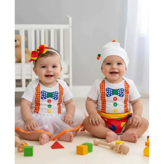 Body Bebê Infantil Menino e Menina Mêsversário Temático Palhaço Super Confortável Linha Premium