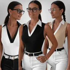 Kit Blusas Regata Feminina Polo Canelada Bicolor Premium Social Casual Elegante Básica
