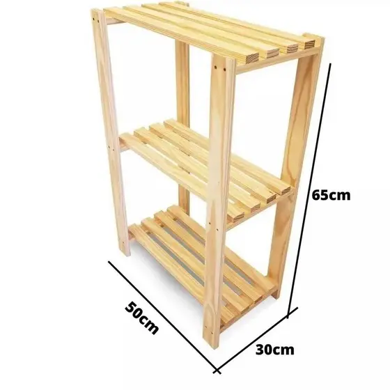 Estante Multiuso Madeira Rack Móvel ( 3 PRATEIRAS  )65X50X30 cm,Sapateira