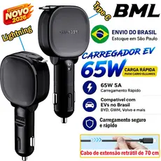 Carregador de Carro Retrátil  |Tipo C USB 180° Ajustável |Cabo Retrátil 70CM | PD3.0 120W Carregador rápido Veicular
