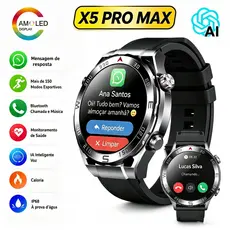 Smartwatch X5 PRO MAX Redondo Relógio Inteligente Bluetooth Chamada Chat GPT Amoled Nfc SmartWatch-Envio de São Pau