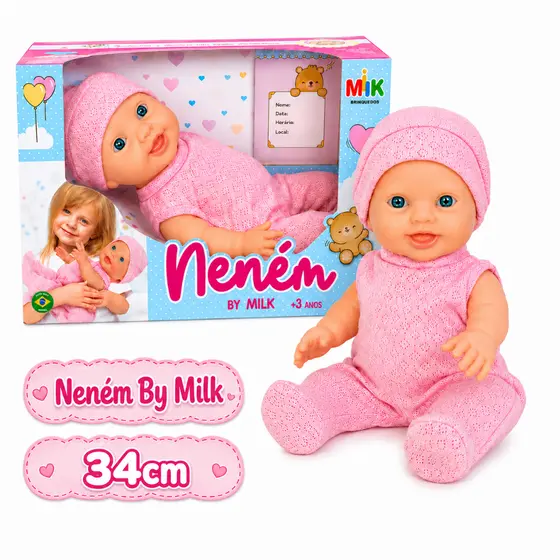 Boneca Nenem By Milk Super Macia Tipo Boneca Reborn Brinquedo Menina Infantil Boneca Bebe Reborn