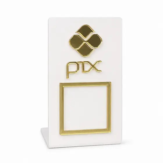 Placa Pix QR Code Em Acrílico Para Mesa Balcão Pequena Loja