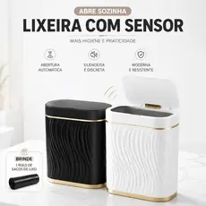LIXEIRA AUTOMATICA SENSOR INTELIGENTE DOURADA 8L BANHEIRO MODERNO ESCRITORIO PIA DA COZINHA LUXO