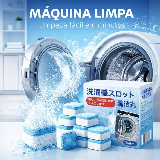 Kit 16/32 Pastilhas de Limpeza para Máquina de Lavar Roupa Efervescente Fácil de Usar