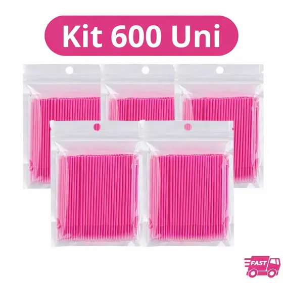 Kit 600 Microbrush Cotonete Alongamento de Cilios Fio a Fio Completo Lash Atendimento Aplicador
