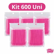 Kit 600 Microbrush Cotonete Alongamento de Cilios Fio a Fio Completo Lash Atendimento Aplicador