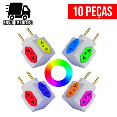 Adaptador de Tomada Cubo Colorido 4 Entradas Universal Bivolt 10A e 20A
