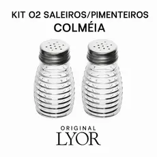 KIT 2 UNID SALEIRO PIMENTEIRO PORTA CONDIMENTOS de mesa 80 ml LYOR - VIDRO TAMPA INOX
