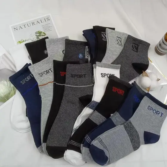 Kit 12 Par de meia masculina cano medio varias cores
