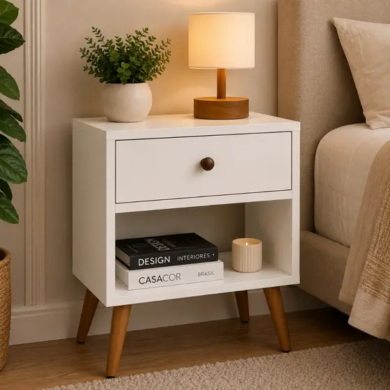 QUEIMA DE ESTOQUE Kit 2 Mesas Cabeceira 1 Gaveta Organizador Quarto Multiuso Decoração Retro Cores