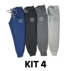 Kit 4 Calças Infantil Moletom Moletinho Menino Menina Inverno Unissex