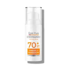 Éclat Pure protetor solar facial pele oleosa FPS70 50ml Toque Seco e Antissinais Hidratante inclui Filtro UV+Niacinamida